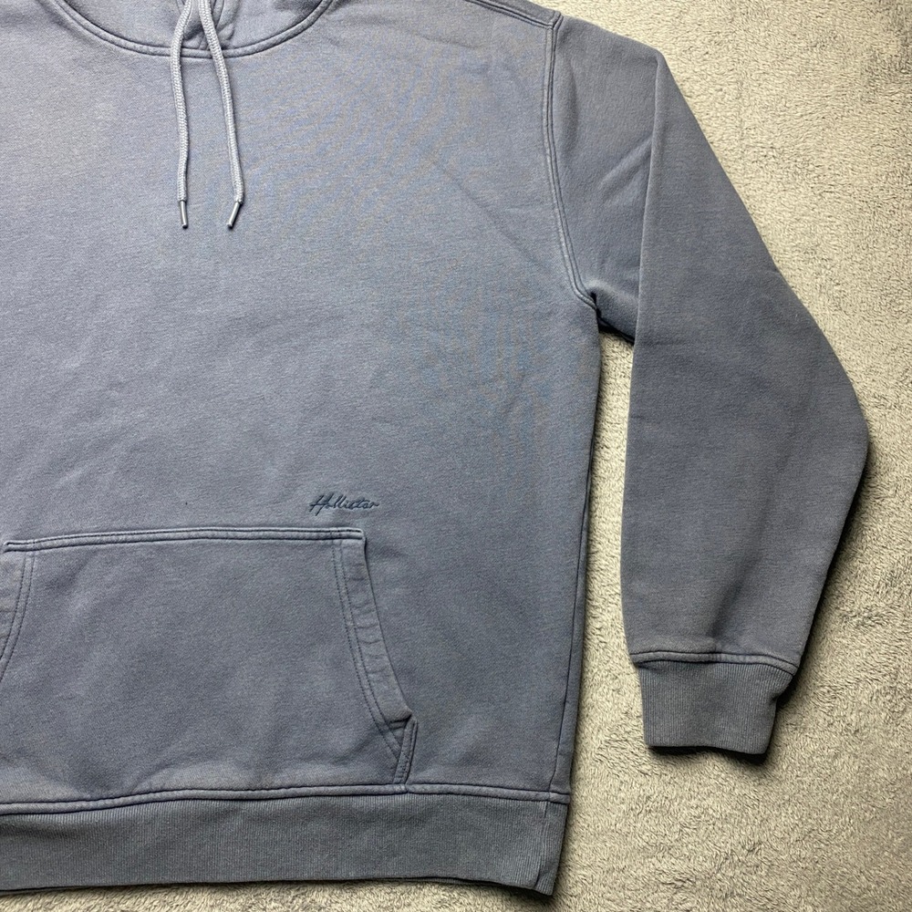 Hollister Hoodie Mens Large Relaxed Fit Blue Gray Fleece Pullover 297 - Picture 5 of 8